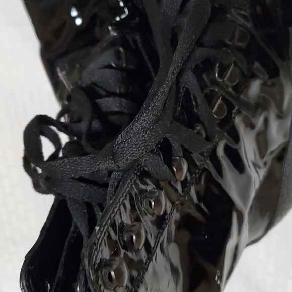 Sonia Rykiel black patent leather Steampunk Goth  laceup boots size 8 - Picture 10 of 16